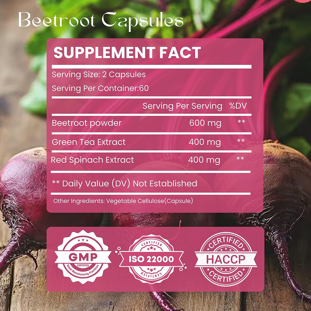 Hebhac Herbs Beetroot Powder Capsules 1000 mg - 120 Capsules - image 2