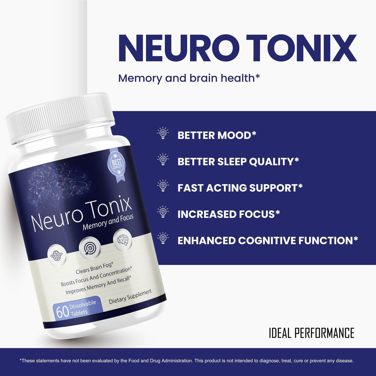 IDEAL PERFORMANCE Neurotonix Memory Supplement for Focus - 300 Capsules - image 4
