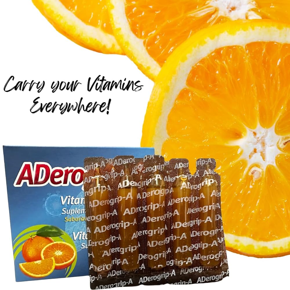 Aderogrip-A Liquid Immune Support Vitamins C A D - 10 Ampoules - image 2