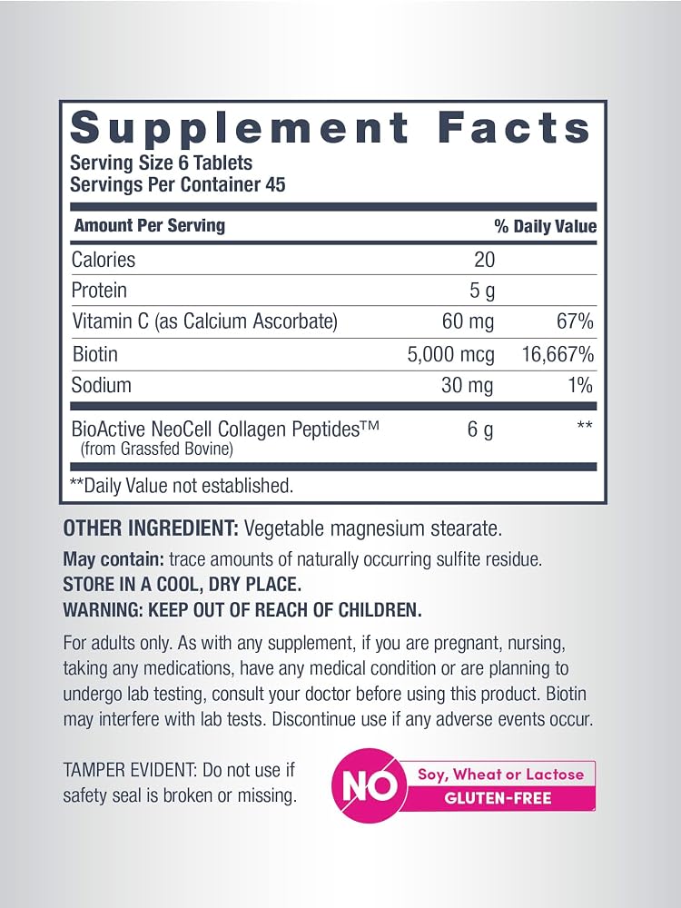 NeoCell Advanced Collagen Peptides with Vitamin C & Biotin - 270 Tablets - image 5