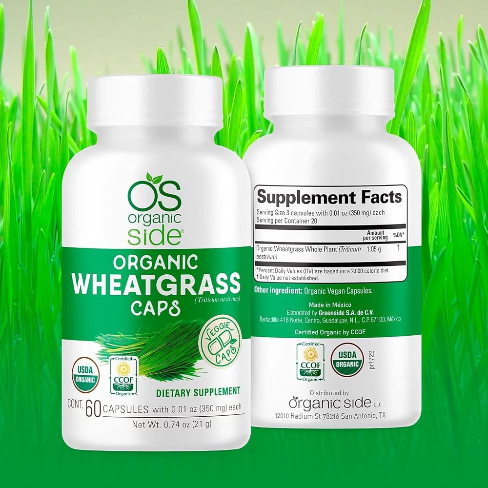 OS Organic Side Organic Wheatgrass Capsules - 120 Count - image 4