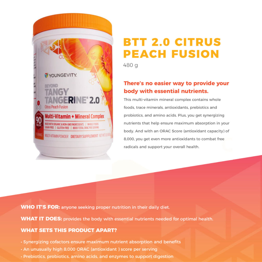 Youngevity Beyond Tangy Tangerine 2.0 Citrus Peach Infusion Canister