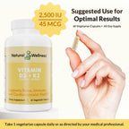 Natural Wellness Vitamin D3 + K2 2500 IU - 120 Capsules - image 5