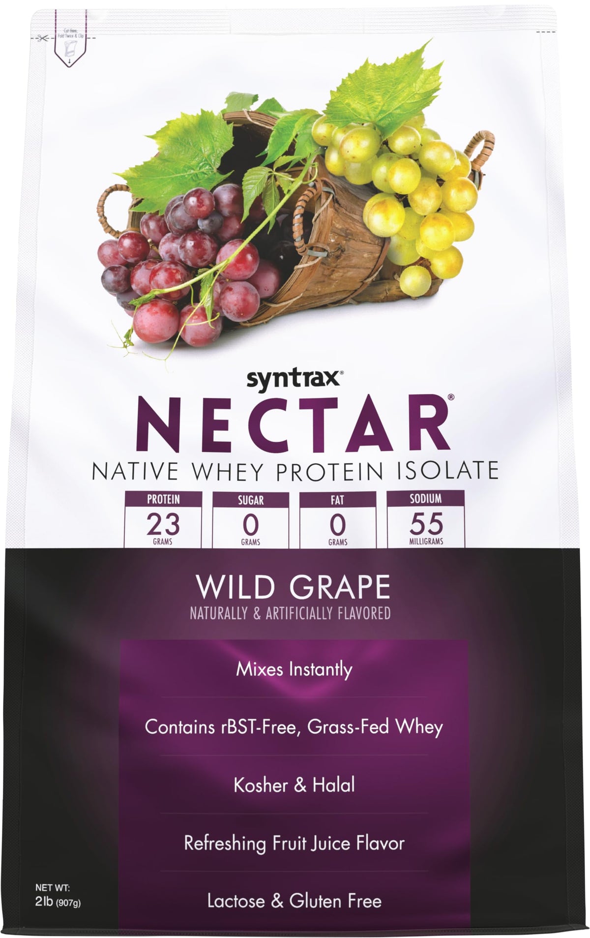 Syntrax Nectar 100% Whey Protein Isolate Powder Wild Grape - 2 lbs