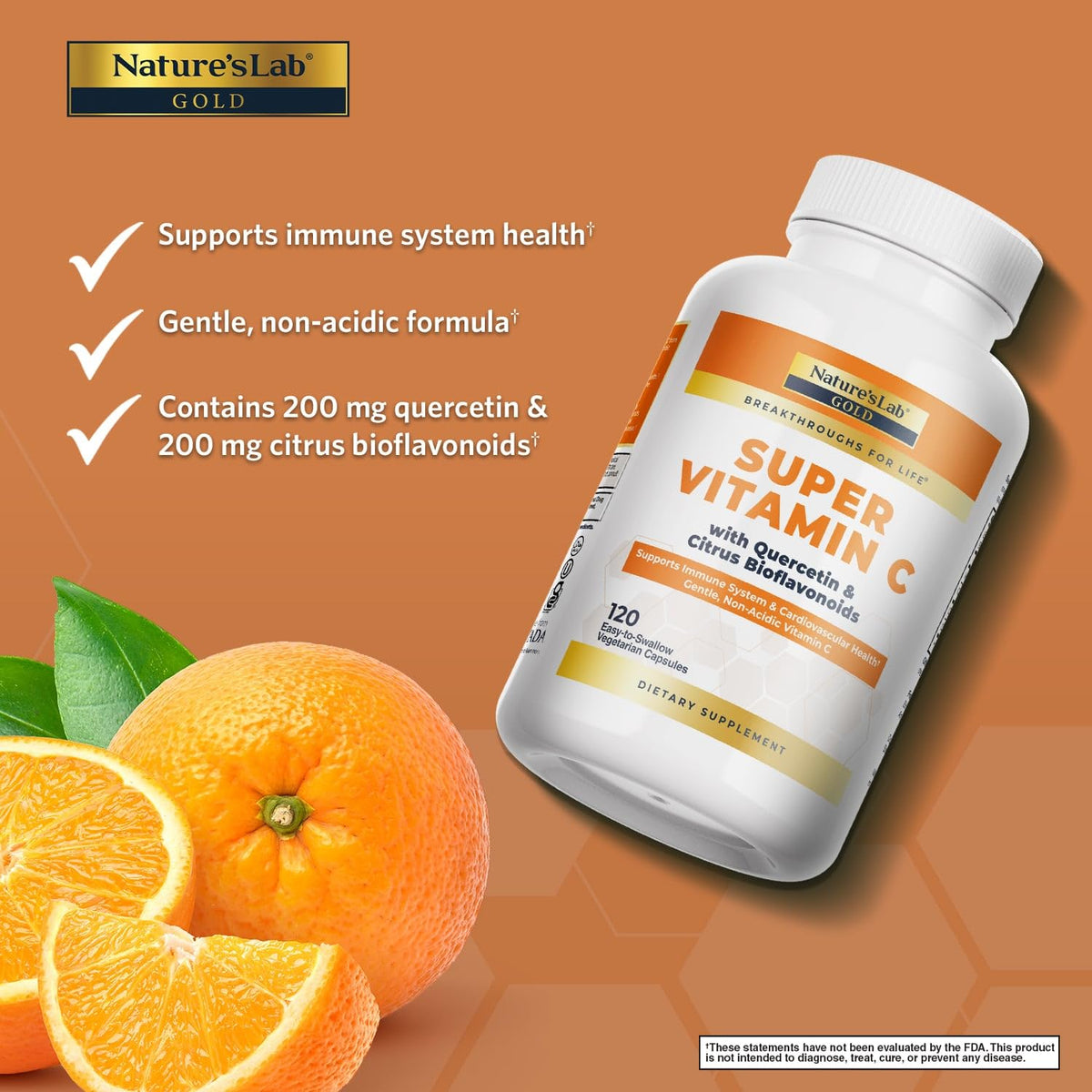 Nature's Lab Gold Super Vitamin C 1000mg Immune Support - 120 Capsules - image 2