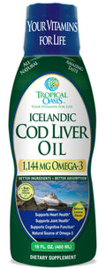 Tropical Oasis Icelandic Cod Liver Oil Omega-3 1144mg - 16 Fl Oz