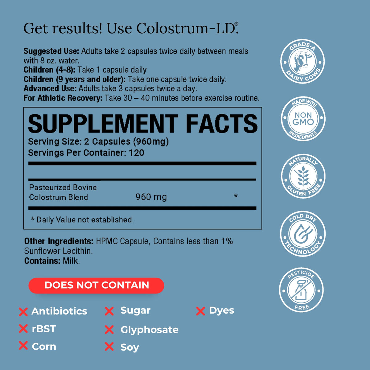 Colostrum-LD Liposomal Capsules for Gut & Immune Support - 240 Count - image 2