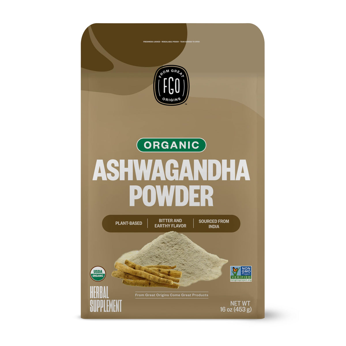 FGO Organic Ashwagandha Root Powder - 16 oz