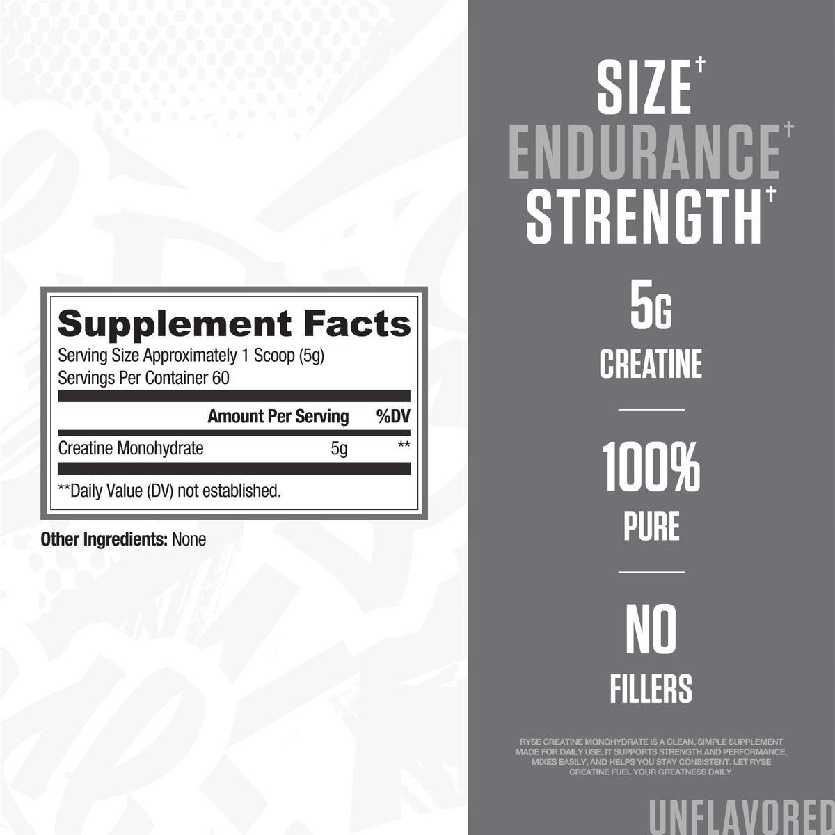 RYSE Up Supplements Creatine Monohydrate Powder Unflavored - 60 Servings - image 2