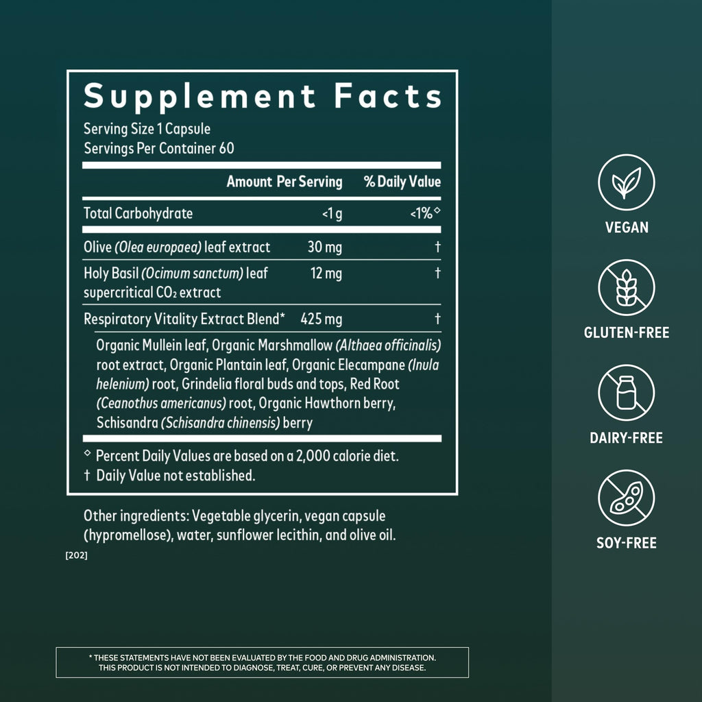 Gaia Herbs Mighty Lungs Respiratory Support - 60 Vegan Capsules - image 2