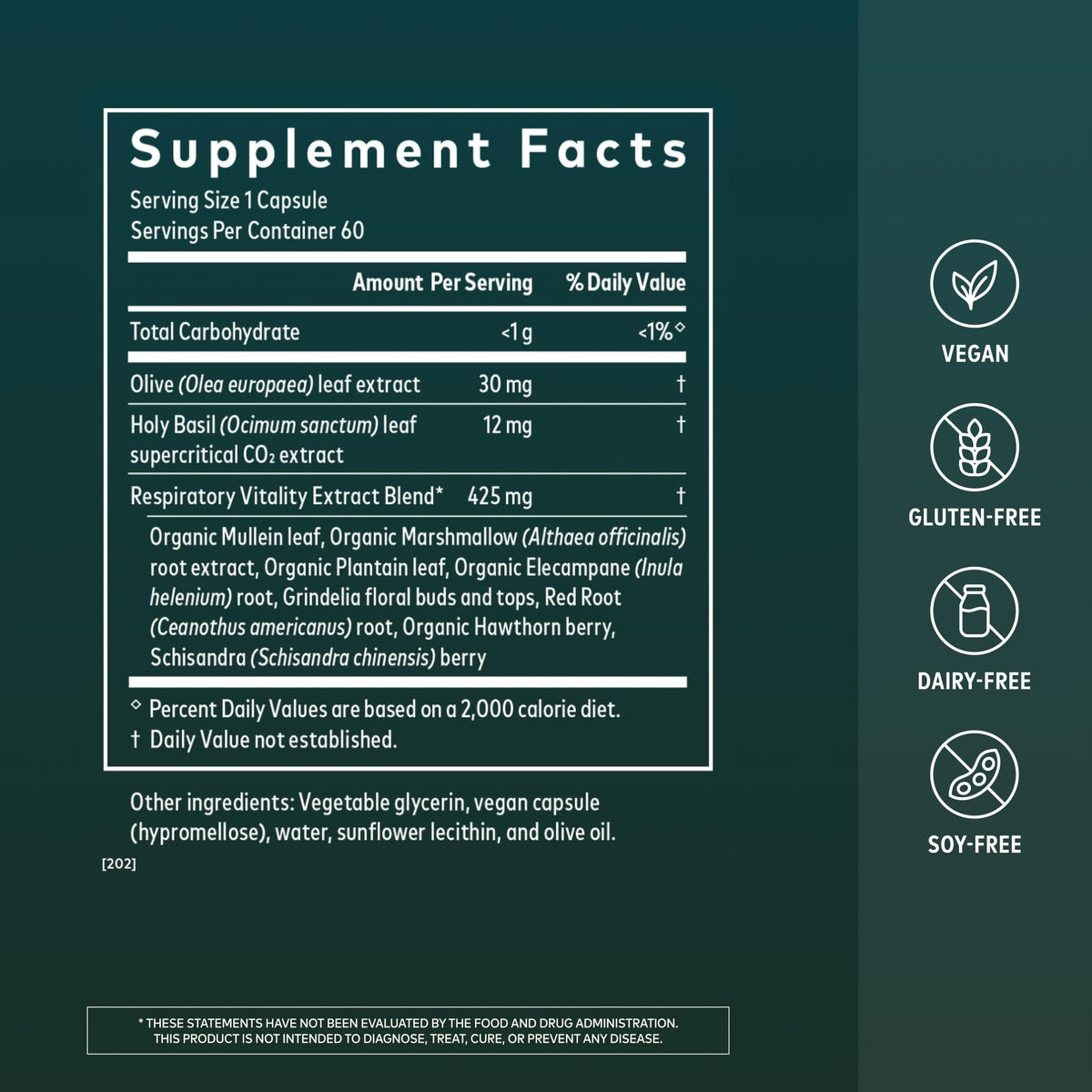Gaia Herbs Mighty Lungs Respiratory Support - 60 Vegan Capsules - image 2