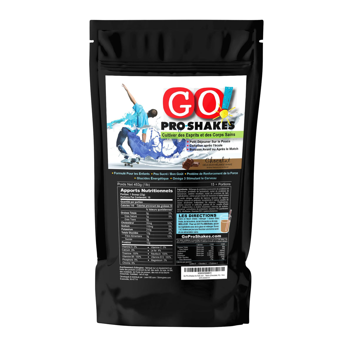 Skinny Jane GO Pro Shakes Kids & Teens Protein Powder Chocolate - 453g - image 5