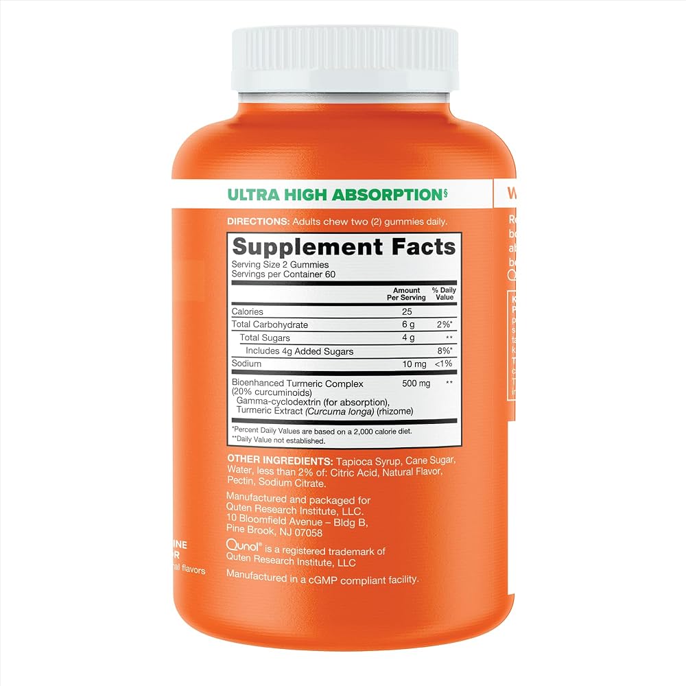 Qunol Turmeric 500mg Gummy, Ultra High Absorption - 120 Gummies - image 5