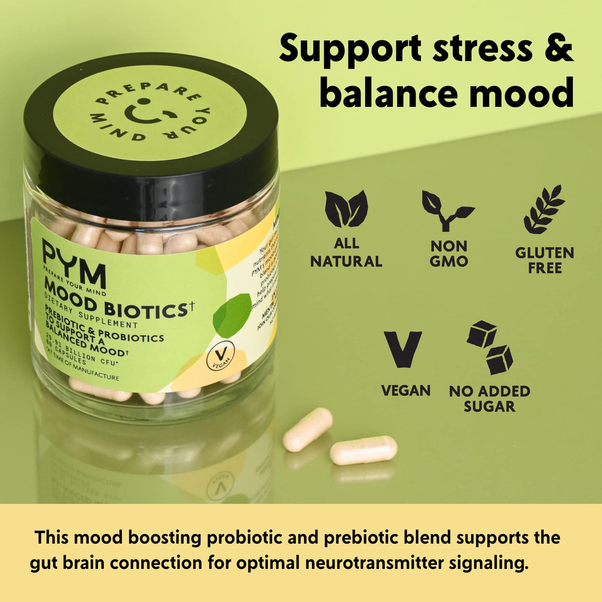 PYM Mood Biotics Probiotic & Prebiotic Blend - 60 Capsules - image 3