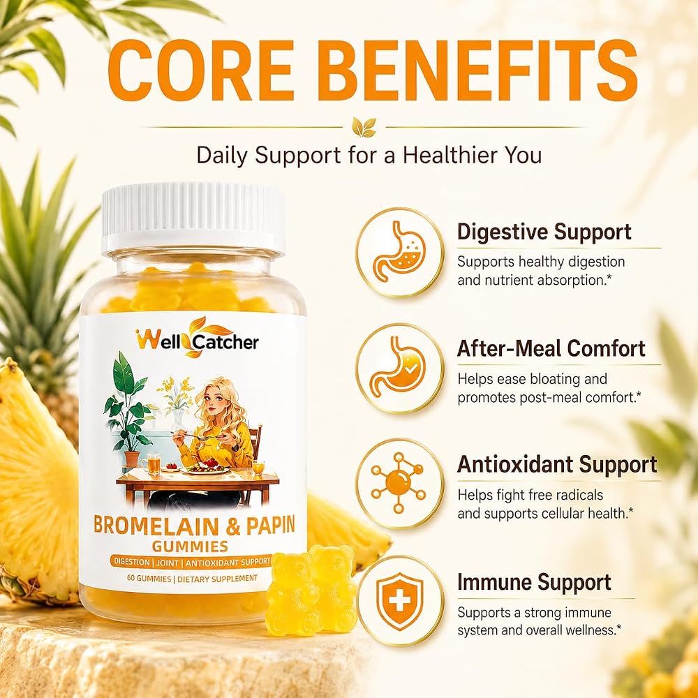 Wellcatcher Bromelain & Papain Gummies 500mg - 60 Count - image 2