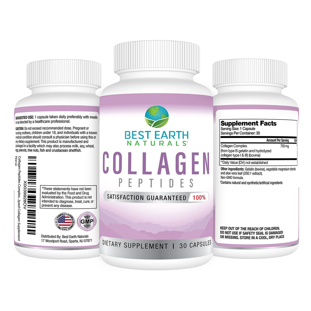 Best Earth Naturals Hydrolyzed Collagen Type I & III - 30 Capsules - image 2