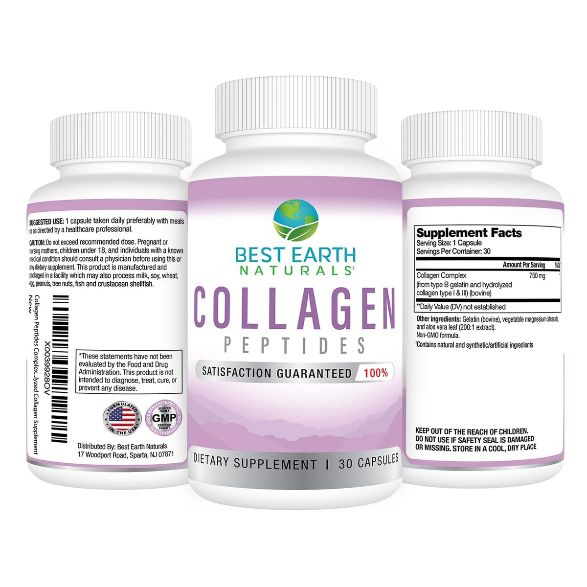 Best Earth Naturals Hydrolyzed Collagen Type I & III - 30 Capsules - image 2