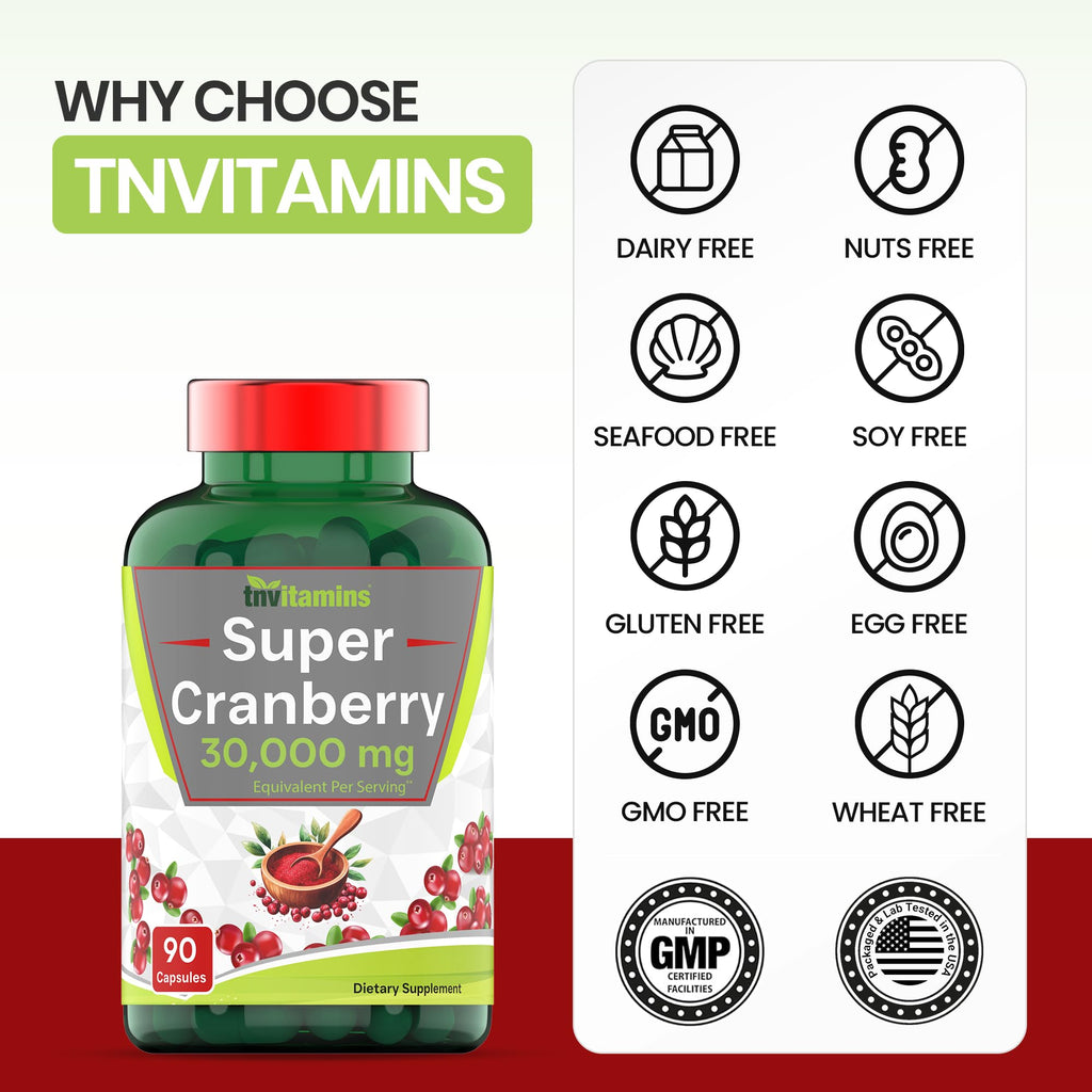 tnvitamins Cranberry Pills Urinary Tract Support - 90 Capsules - image 6