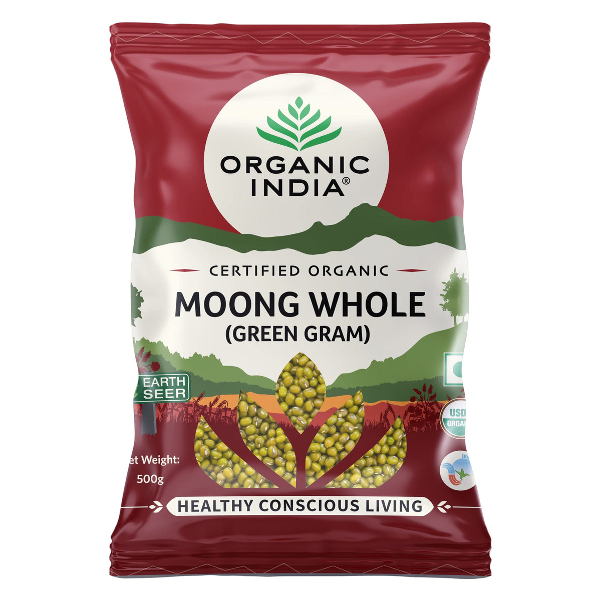 ORGANIC INDIA Moong Whole Green Gram Dietary Fiber - 500g