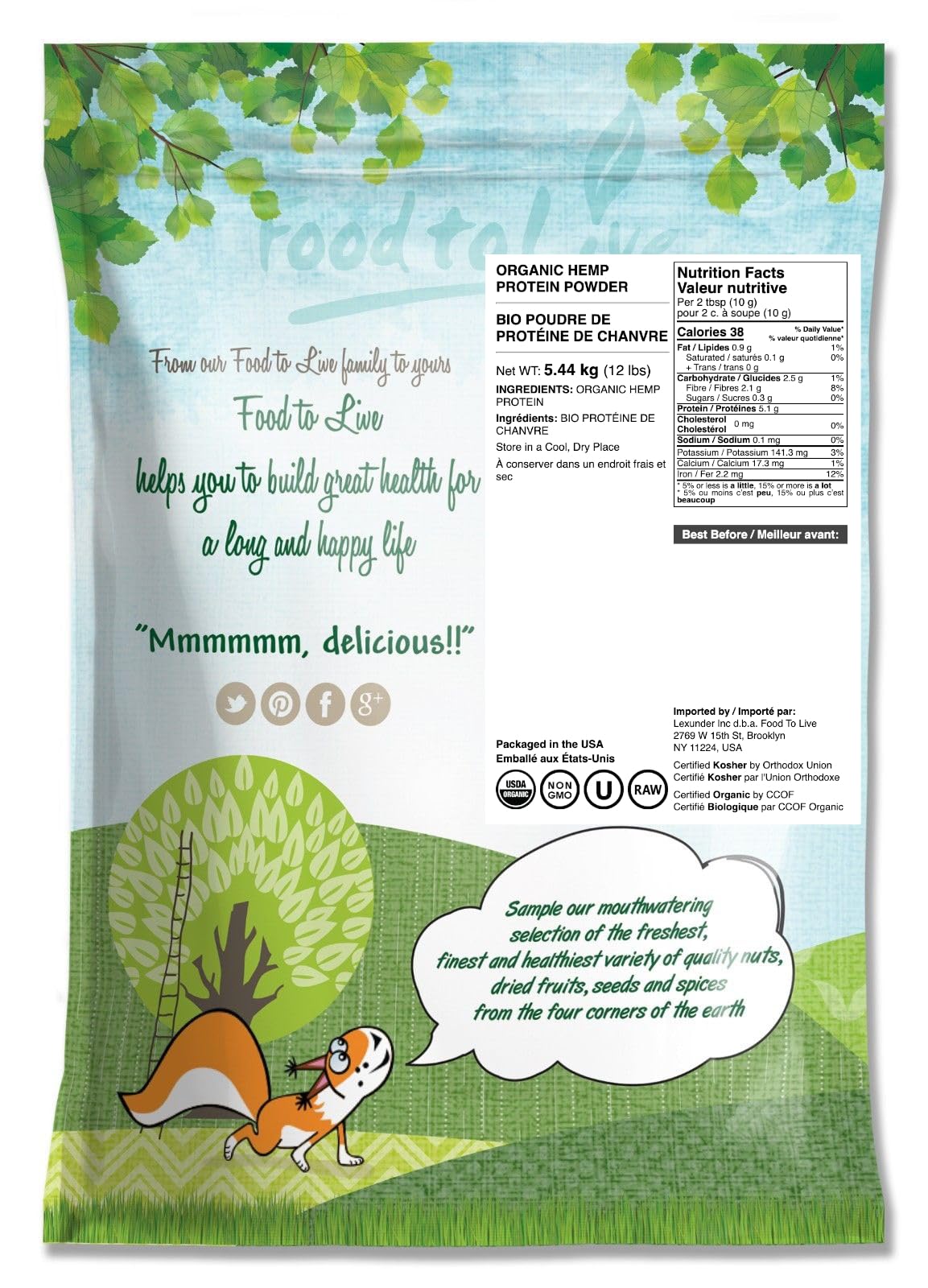 Food to Live Organic Hemp Protein Powder