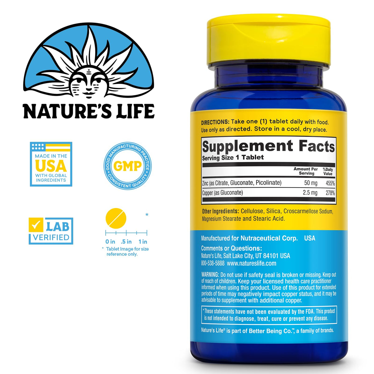 Nature's Life Protecting Zinc 50mg with Copper - 100 Tablets - image 2