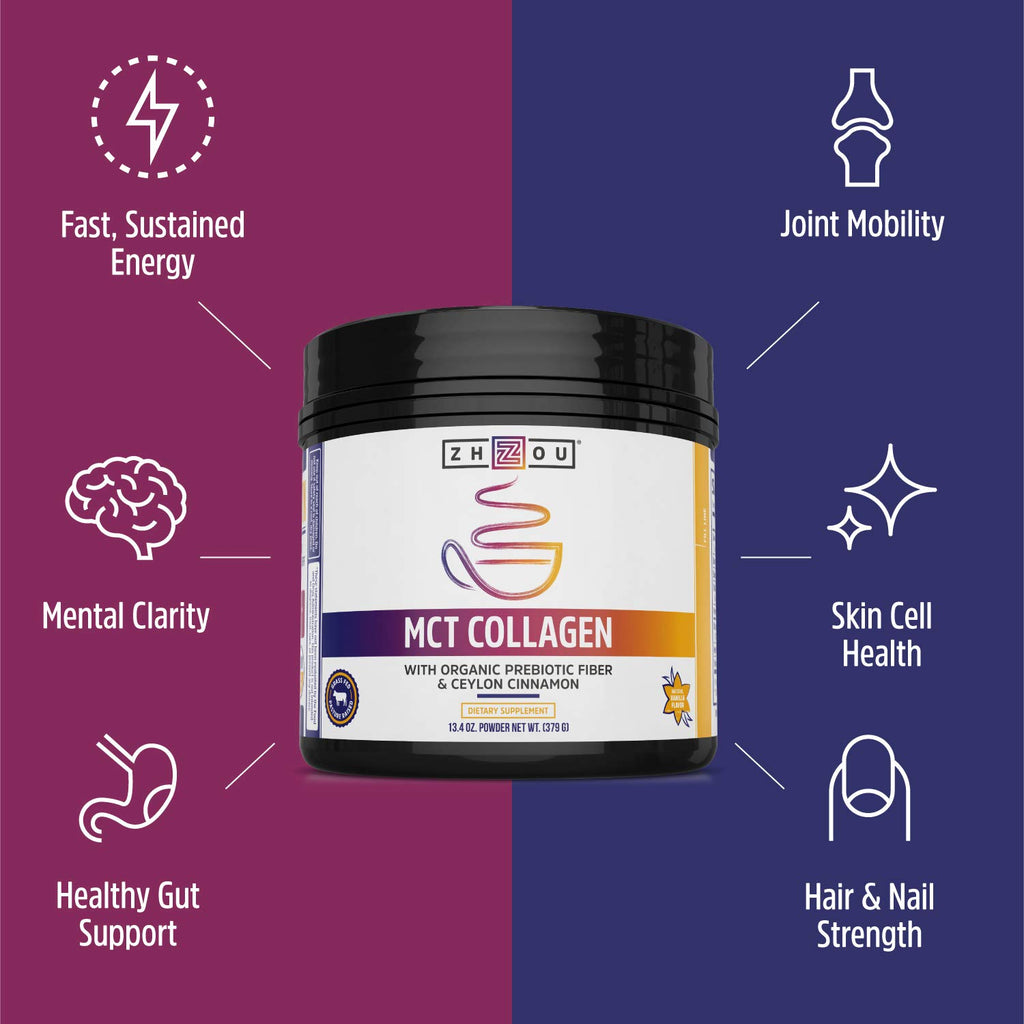 ZHOU MCT Flavored Collagen Peptides Powder - 13.4 oz - image 4