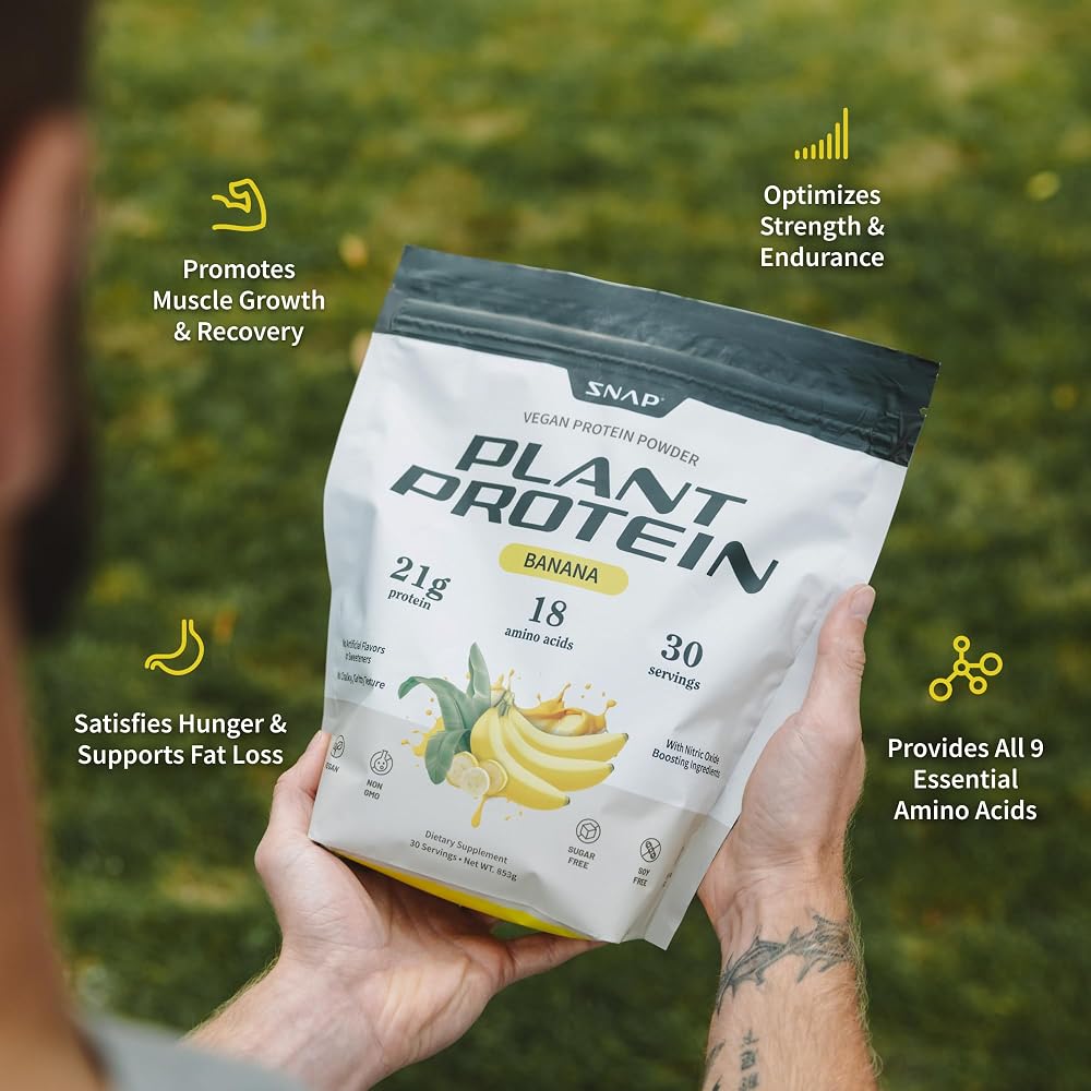 Snap Supplements Plant-Based Vegan Protein Powder, Banana - 30 Servings - image 3