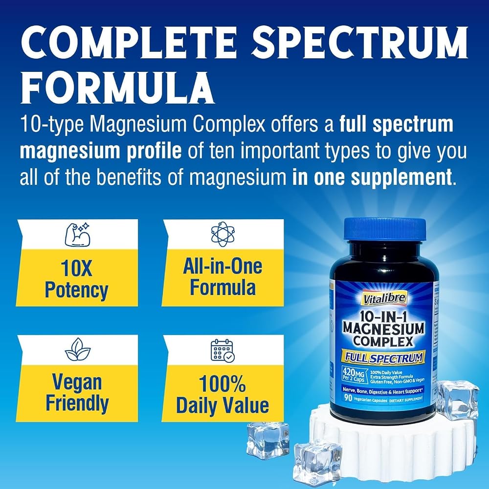 Vitalibre 10 in 1 Magnesium Complex, 420mg Elemental Magnesium