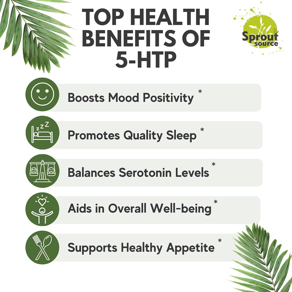 Sprout Source 5-HTP 200mg Capsules Sleep & Mood Support - 90 Capsules - image 5