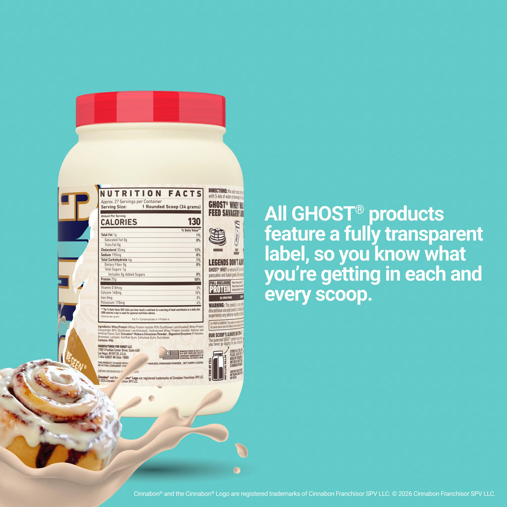 GHOST Whey Protein Powder Cinnabon - 2 lb - image 4