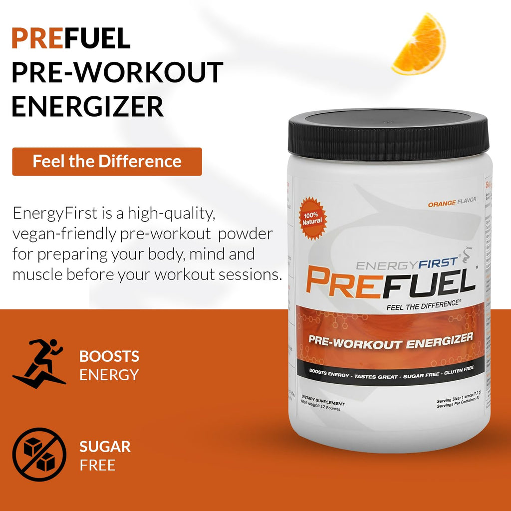 EnergyFirst PreFuel Vegan Pre-Workout Powder Orange - 30 Servings - image 2
