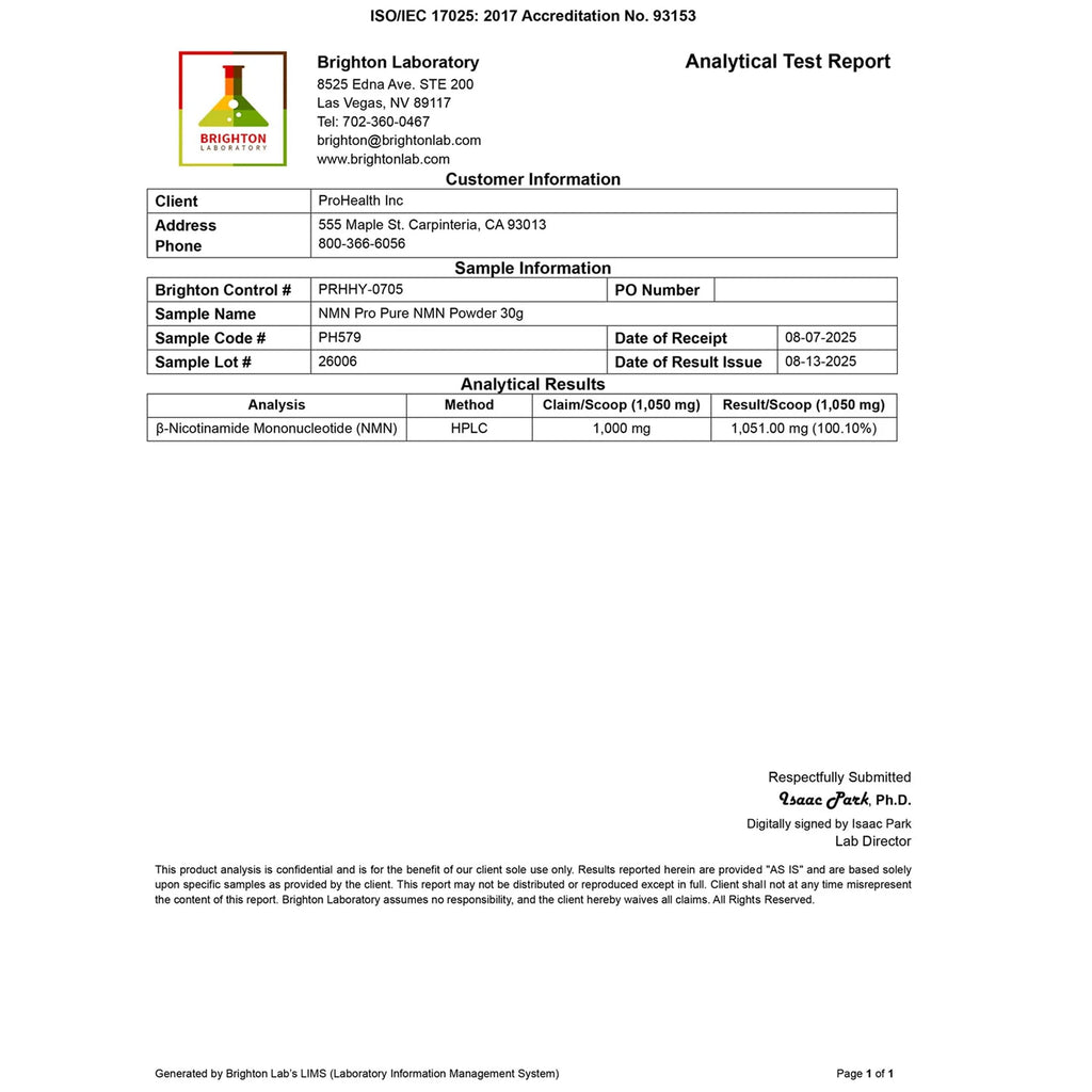 ProHealth NMN Pro Powder Clinically Studied Uthever® NMN. NAD+