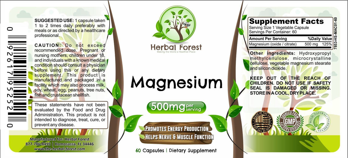 Herbal Forest Magnesium 500 mg - 60 Capsules - image 3