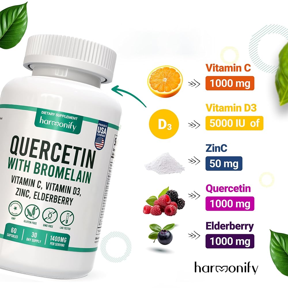 HARMONIFY Quercetin with Bromelain Immune Blend - 60 Vegetarian Capsules - image 4