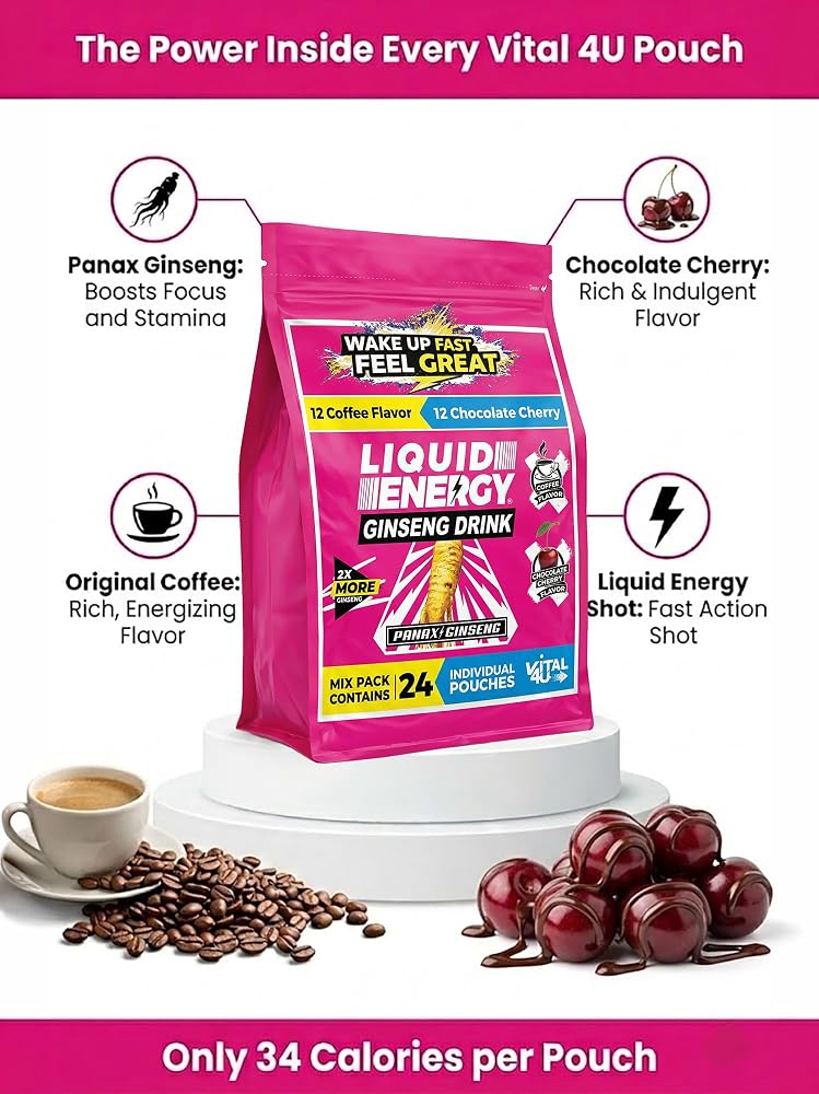 VITAL 4U Liquid Energy Shot Coffee & Chocolate Cherry - 24 ct - image 4