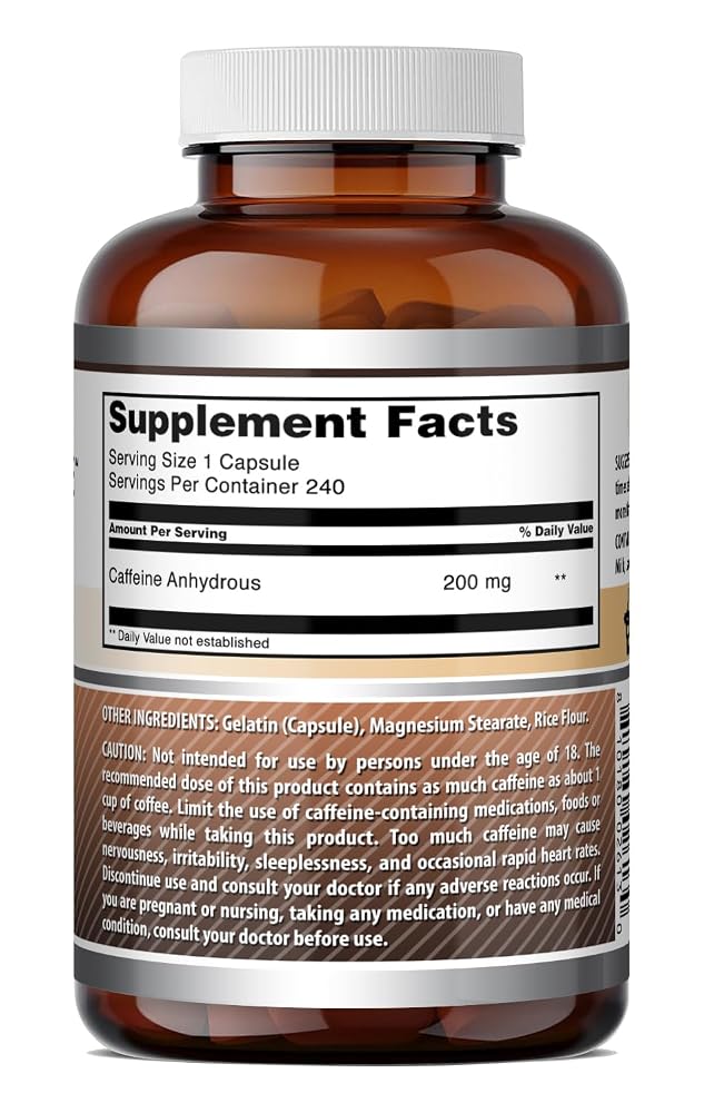 Amazing Nutrition Caffeine 200 mg Energy Capsules - 240 Count - image 6