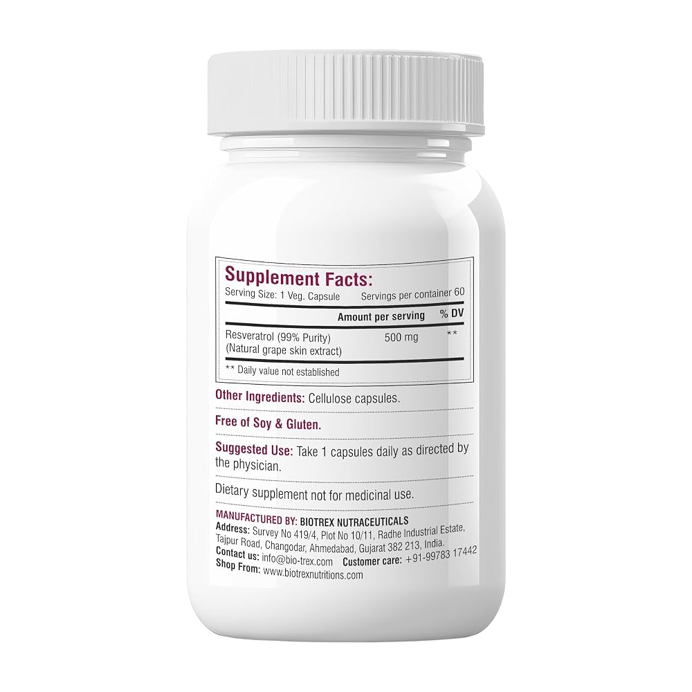 BIOTREX NUTRACEUTICALS Resveratrol 500mg - 60 Capsules - image 2