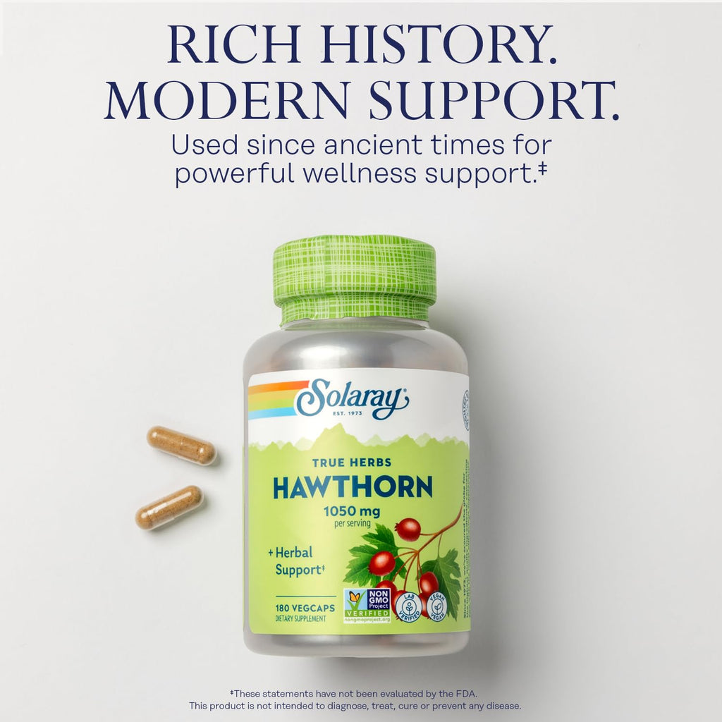 SOLARAY Hawthorn Berry 1050 mg Herbal Support - 180 Vegetarian Capsules - image 3
