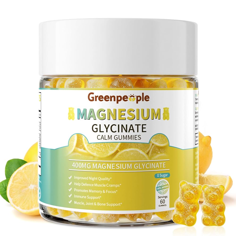 GREENPEOPLE Magnesium Glycinate Gummies 400mg Lemon - 120 Count