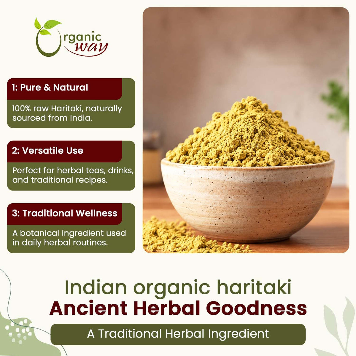 Organic Way Premium Quality Haritaki Powder (Terminalia chebula)