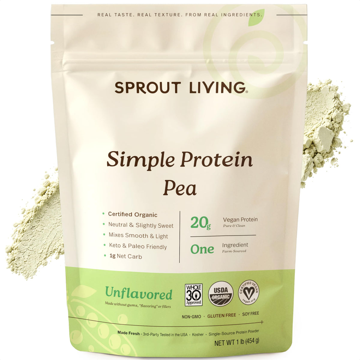 Sprout Living Organic Pea Protein Powder Unflavored - 1 Pound