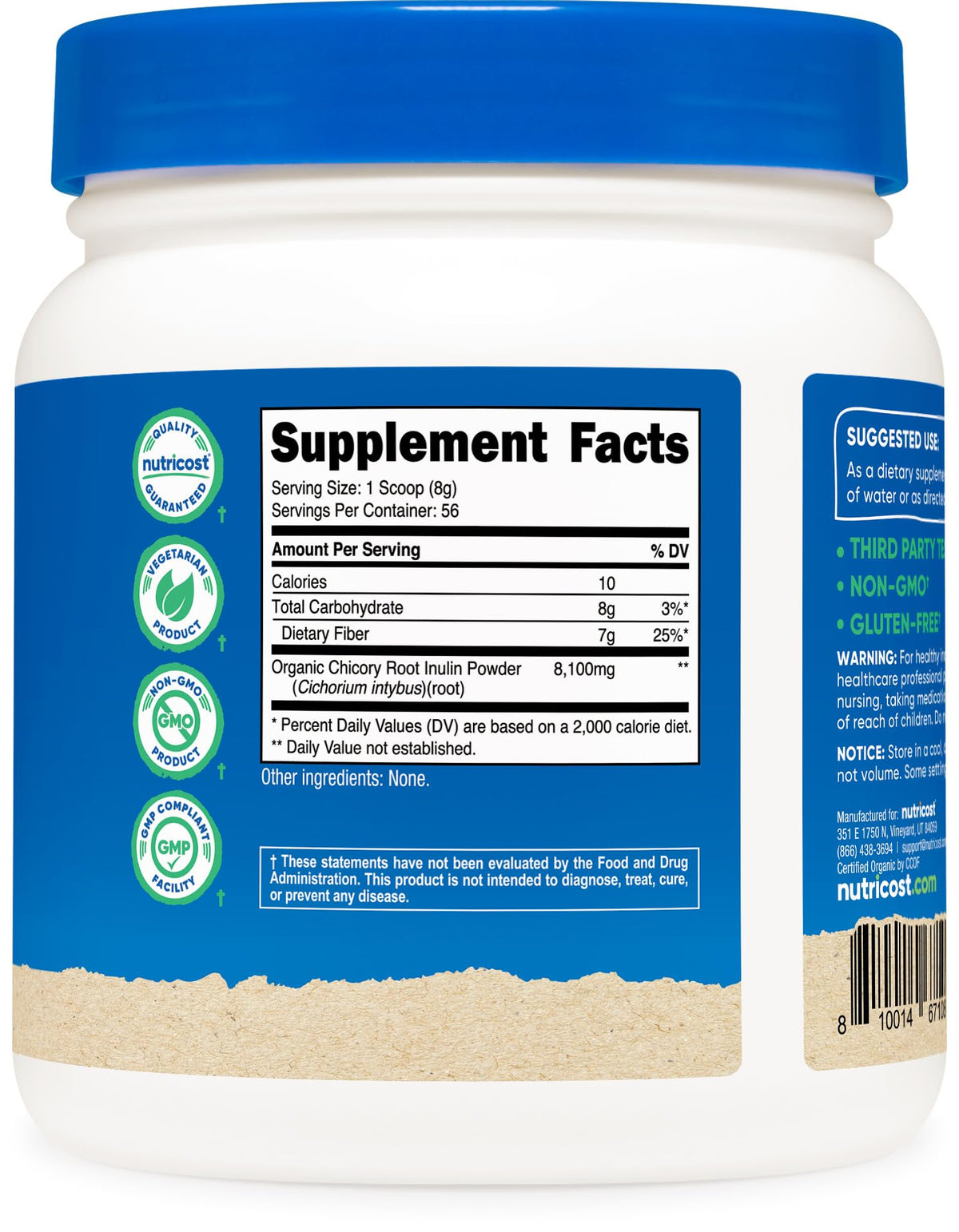 Nutricost Organic Inulin Powder Dietary Fibre - 454 Grams - image 5
