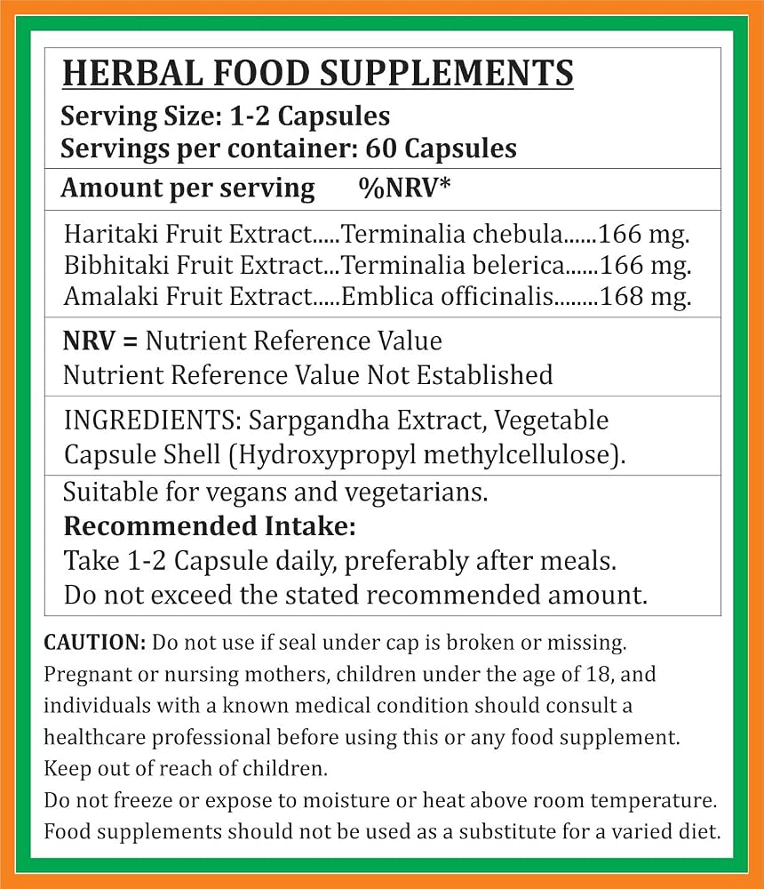 Satya Naturals Triphala Forte Capsules 500 mg. 60 Veg. Capsule