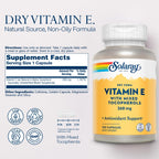 SOLARAY Vitamin E 400 IU Mixed Tocopherols - 100 Capsules - image 2