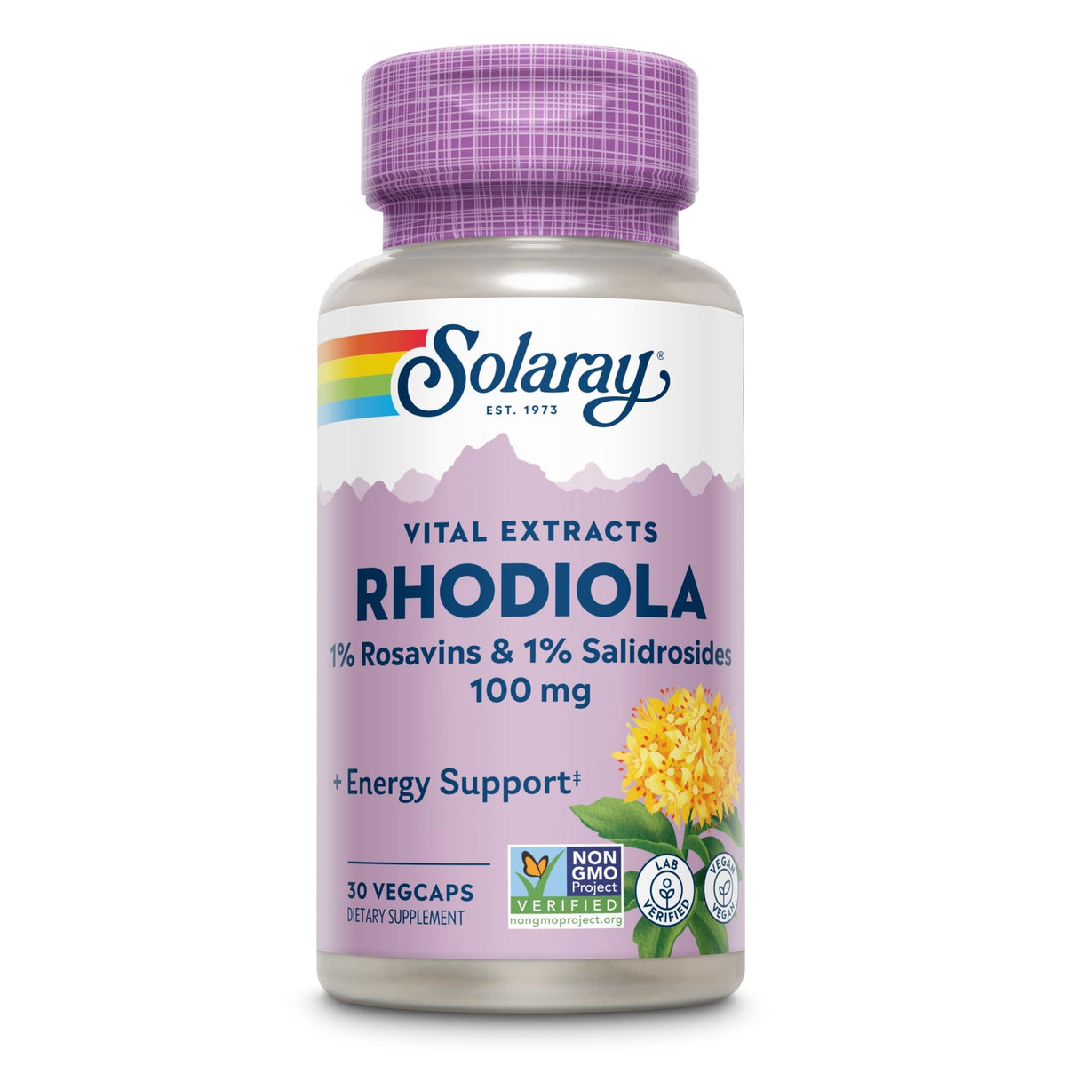SOLARAY Rhodiola Root Extract 100mg - 30 Vegetarian Capsules