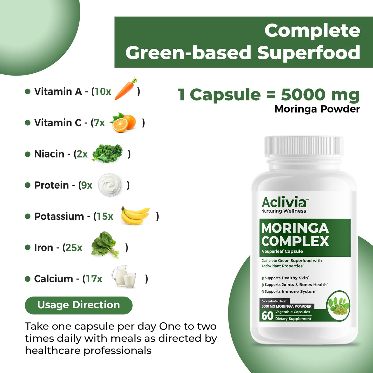 Aclivia Moringa Complex Maximum Strength Supplement - 60 Capsules - image 3