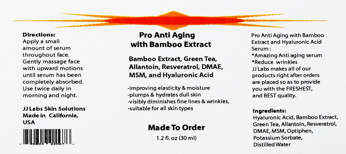 JJLabs Skin Solutions Pro Anti Aging Serum Bamboo Extract