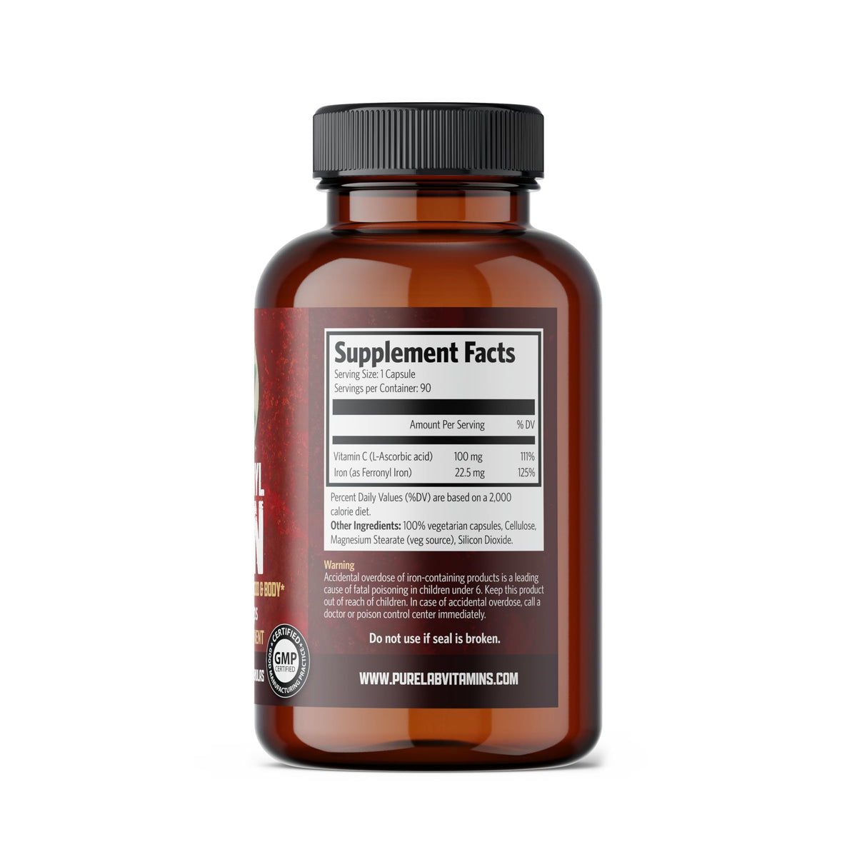 Pure Lab Vitamins Carbonyl Iron - 90 Vegetarian Capsules - image 2