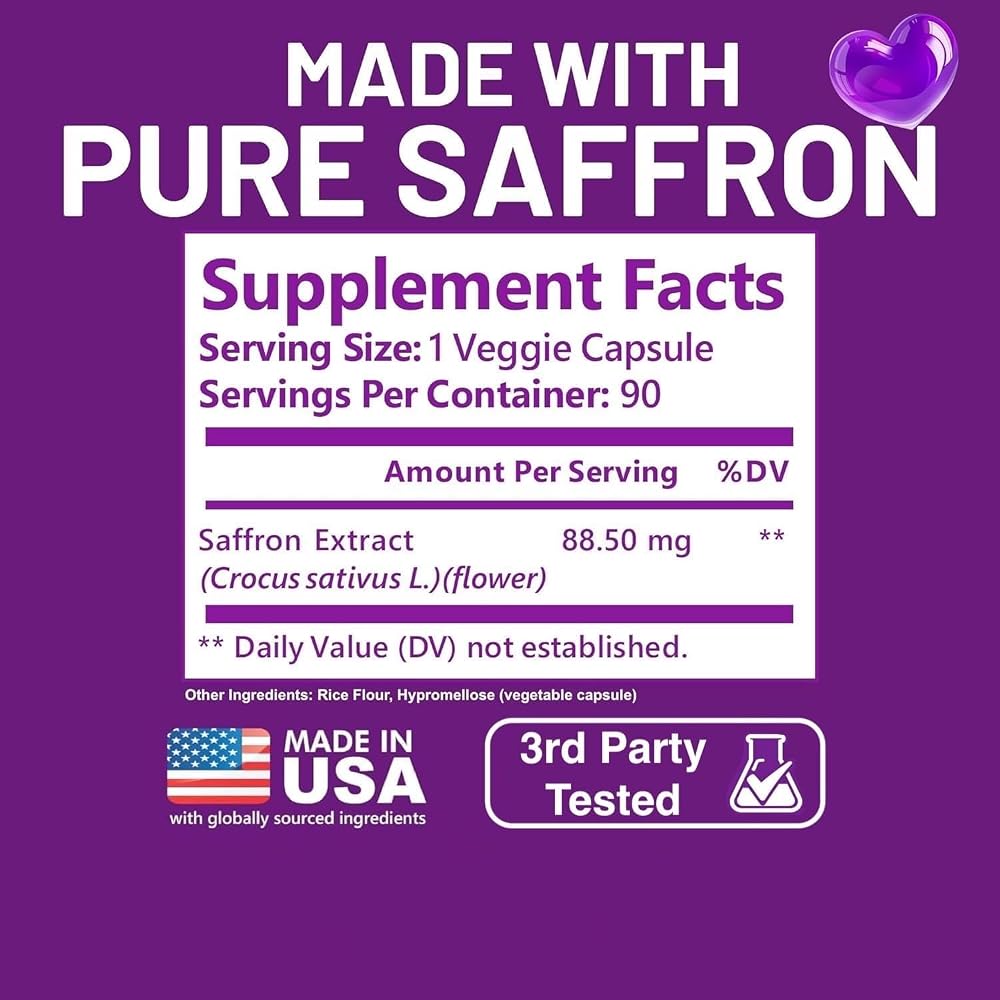 Kwala Nutrition Saffron Extract 88.5mg for Mood & Energy - 90 Capsules - image 3