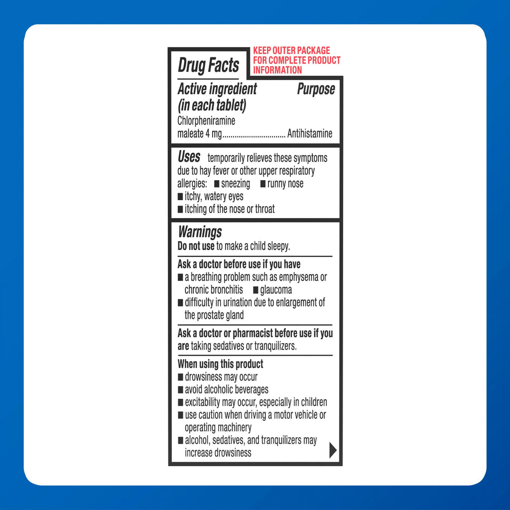 MAJOR Chlorpheniramine Maleate 4 Mg Allergy Tablets - 100 Count - image 6